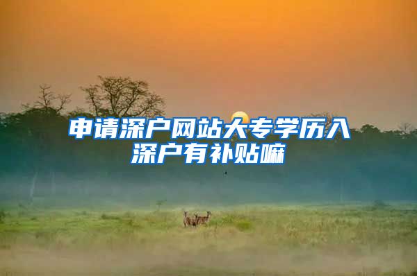 申请深户网站大专学历入深户有补贴嘛
