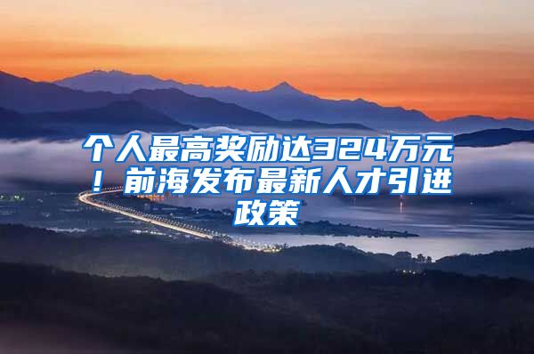 个人最高奖励达324万元！前海发布最新人才引进政策