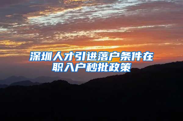 深圳人才引进落户条件在职入户秒批政策