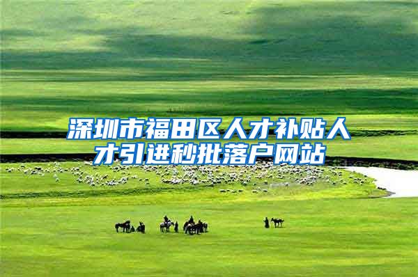 深圳市福田区人才补贴人才引进秒批落户网站
