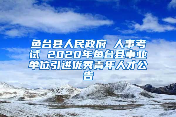 鱼台县人民政府 人事考试 2020年鱼台县事业单位引进优秀青年人才公告