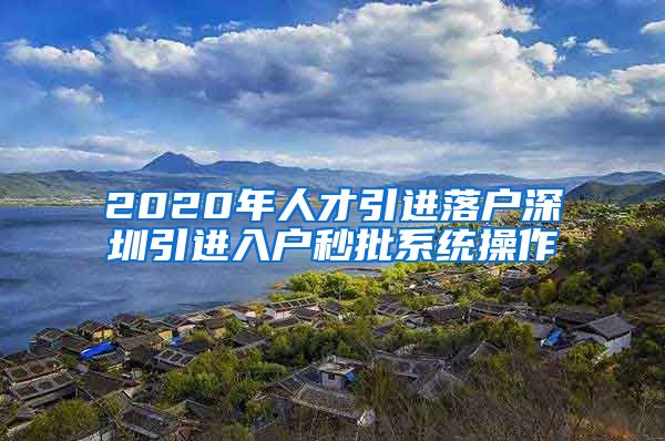 2020年人才引进落户深圳引进入户秒批系统操作