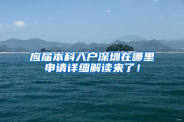 应届本科入户深圳在哪里申请详细解读来了！