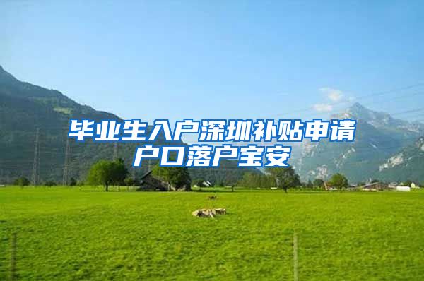 毕业生入户深圳补贴申请户口落户宝安