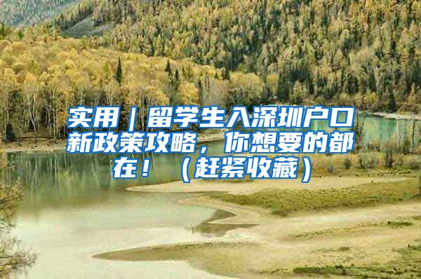 实用｜留学生入深圳户口新政策攻略，你想要的都在！（赶紧收藏）