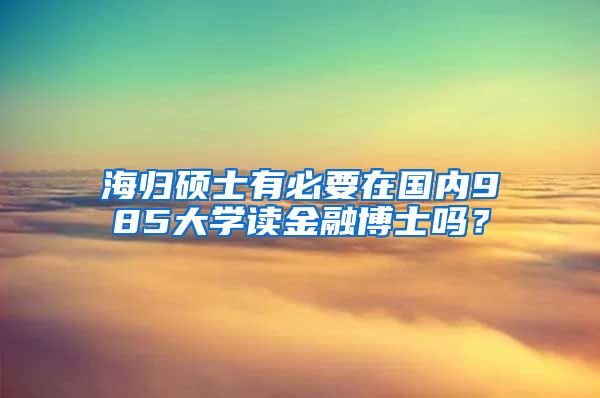 海归硕士有必要在国内985大学读金融博士吗？