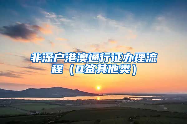 非深户港澳通行证办理流程（Q签其他类）