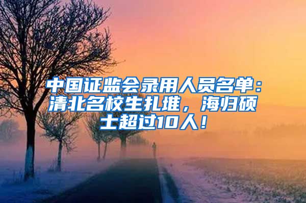 中国证监会录用人员名单：清北名校生扎堆，海归硕士超过10人！