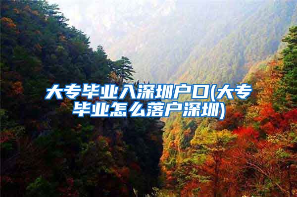 大专毕业入深圳户口(大专毕业怎么落户深圳)