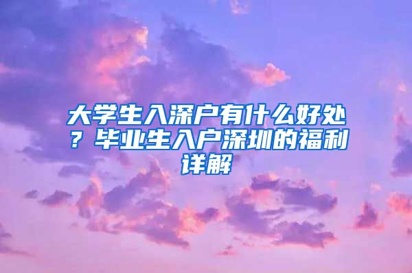 大学生入深户有什么好处？毕业生入户深圳的福利详解