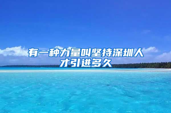 有一种力量叫坚持深圳人才引进多久