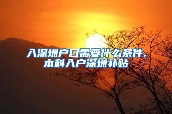 入深圳户口需要什么条件,本科入户深圳补贴