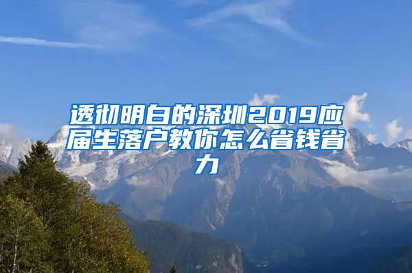 透彻明白的深圳2019应届生落户教你怎么省钱省力