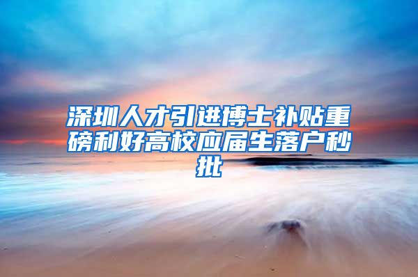 深圳人才引进博士补贴重磅利好高校应届生落户秒批