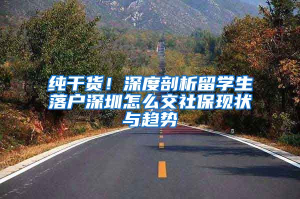 纯干货！深度剖析留学生落户深圳怎么交社保现状与趋势