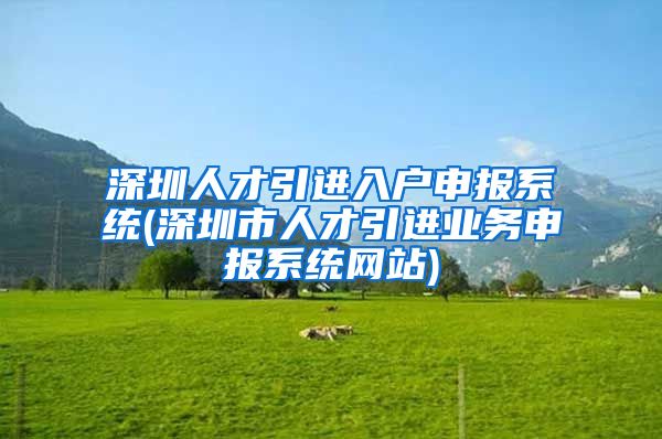 深圳人才引进入户申报系统(深圳市人才引进业务申报系统网站)