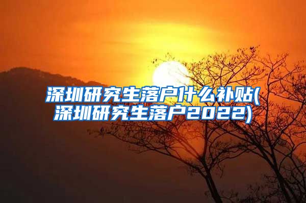 深圳研究生落户什么补贴(深圳研究生落户2022)