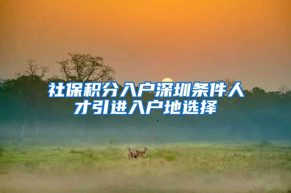社保积分入户深圳条件人才引进入户地选择