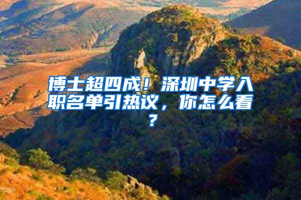 博士超四成！深圳中学入职名单引热议，你怎么看？