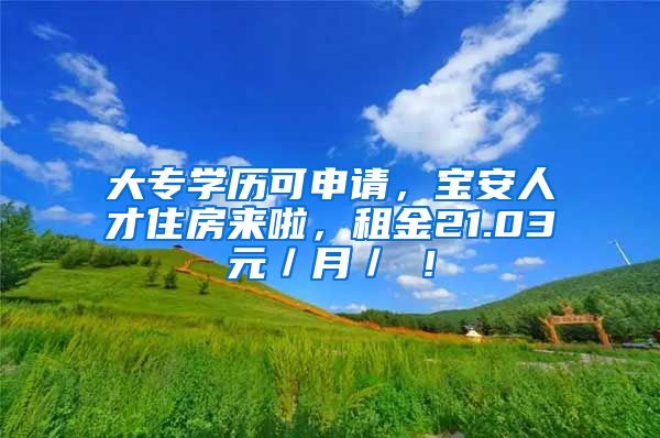 大专学历可申请，宝安人才住房来啦，租金21.03元／月／㎡！
