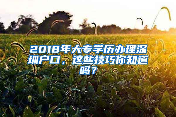2018年大专学历办理深圳户口，这些技巧你知道吗？