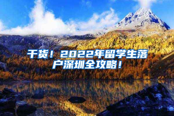 干货！2022年留学生落户深圳全攻略！