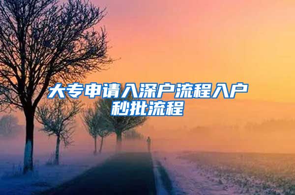 大专申请入深户流程入户秒批流程