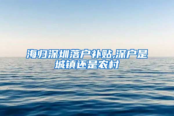 海归深圳落户补贴,深户是城镇还是农村