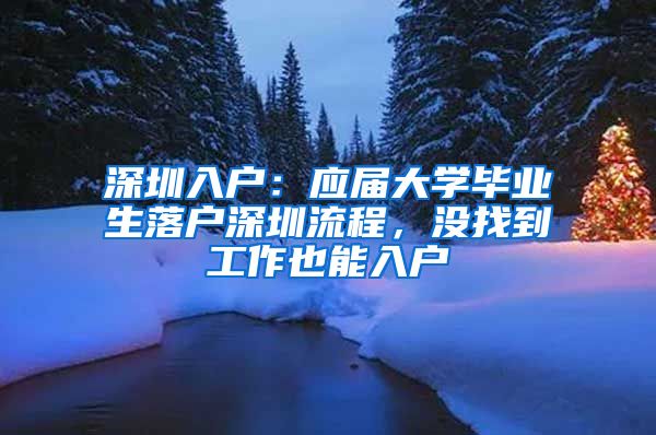 深圳入户：应届大学毕业生落户深圳流程，没找到工作也能入户