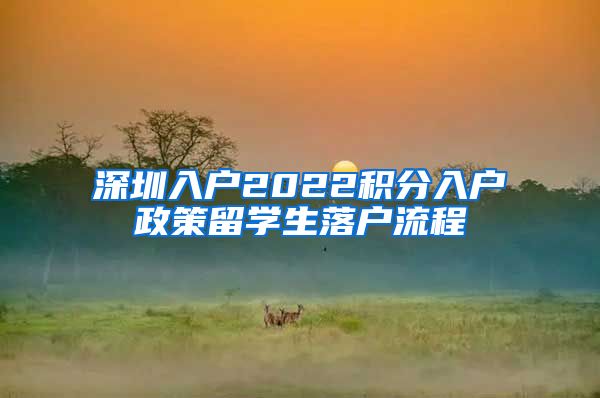 深圳入户2022积分入户政策留学生落户流程