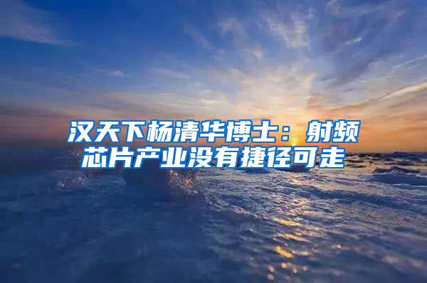 汉天下杨清华博士：射频芯片产业没有捷径可走