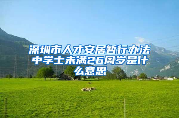 深圳市人才安居暂行办法中学士未满26周岁是什么意思
