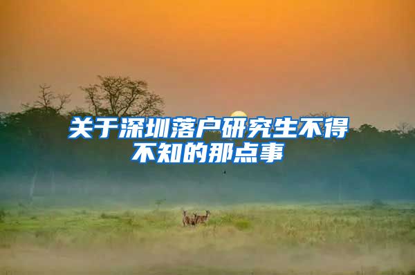关于深圳落户研究生不得不知的那点事
