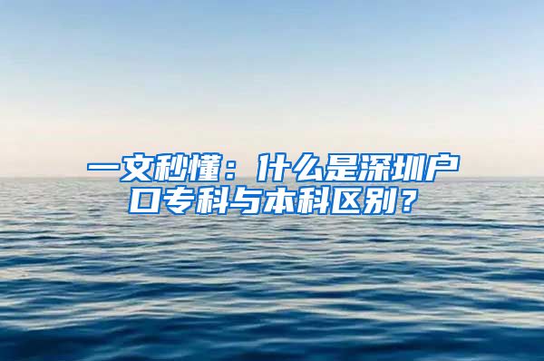 一文秒懂：什么是深圳户口专科与本科区别？
