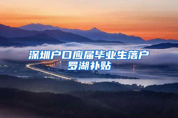 深圳户口应届毕业生落户罗湖补贴