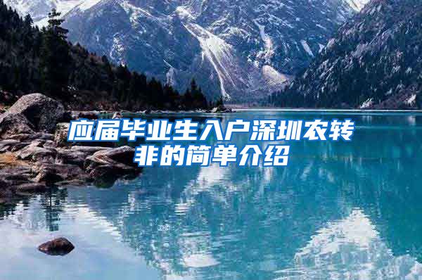 应届毕业生入户深圳农转非的简单介绍