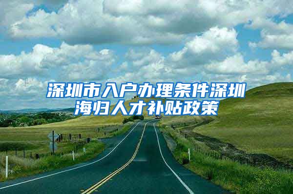 深圳市入户办理条件深圳海归人才补贴政策