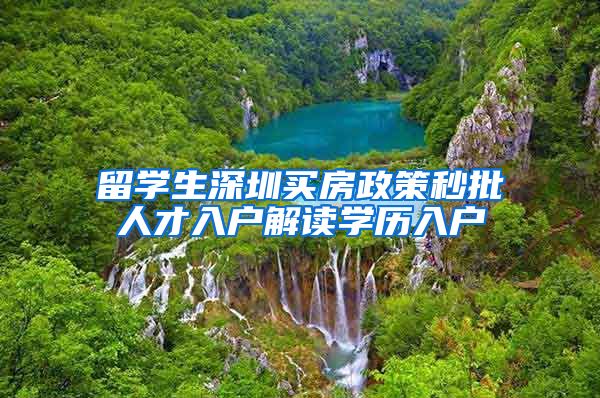 留学生深圳买房政策秒批人才入户解读学历入户