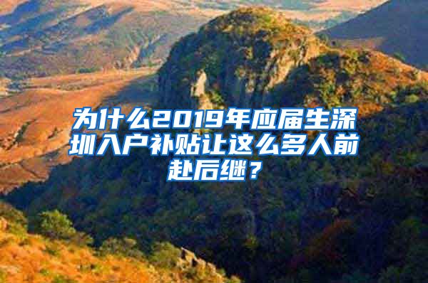 为什么2019年应届生深圳入户补贴让这么多人前赴后继？