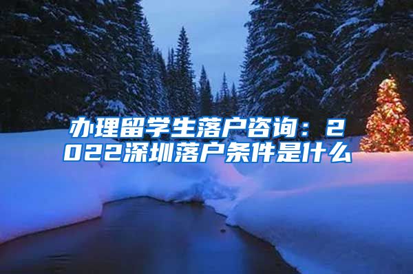 办理留学生落户咨询：2022深圳落户条件是什么
