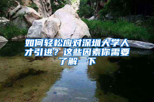如何轻松应对深圳大学人才引进？这些因素你需要了解一下