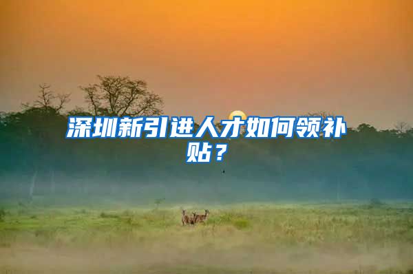 深圳新引进人才如何领补贴？