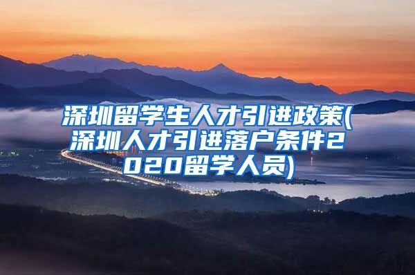 深圳留学生人才引进政策(深圳人才引进落户条件2020留学人员)