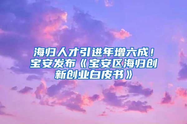 海归人才引进年增六成！宝安发布《宝安区海归创新创业白皮书》