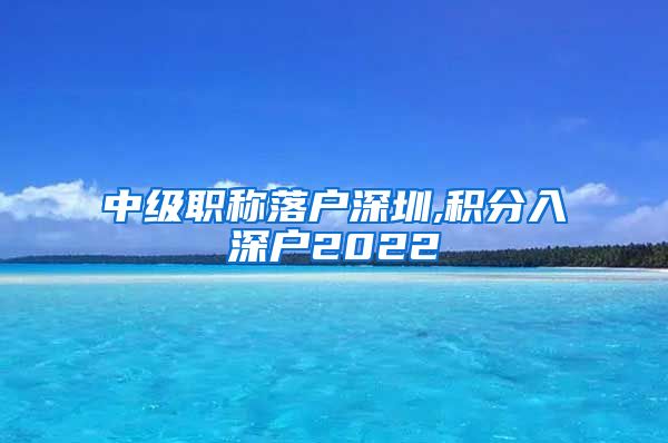 中级职称落户深圳,积分入深户2022
