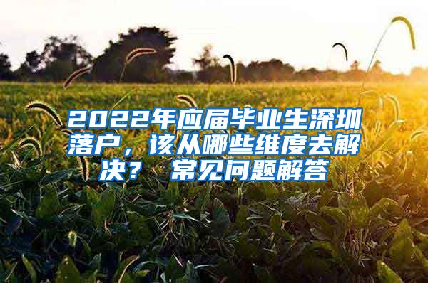 2022年应届毕业生深圳落户，该从哪些维度去解决？ 常见问题解答