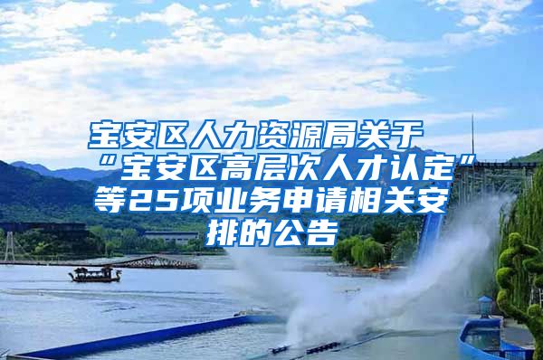 宝安区人力资源局关于“宝安区高层次人才认定”等25项业务申请相关安排的公告