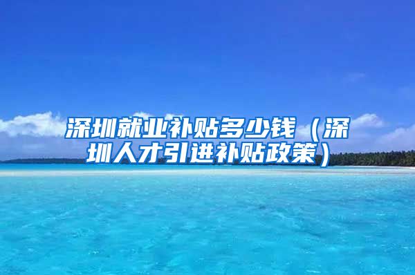 深圳就业补贴多少钱（深圳人才引进补贴政策）