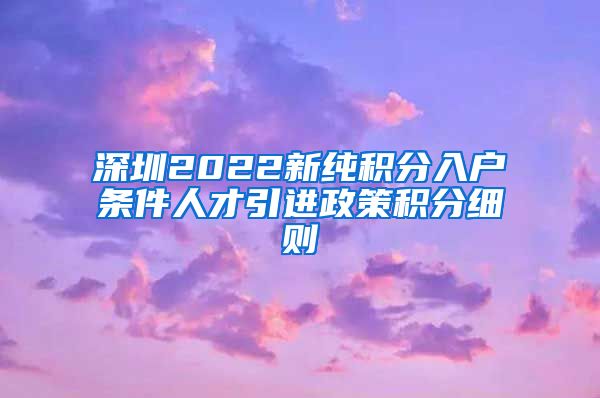 深圳2022新纯积分入户条件人才引进政策积分细则