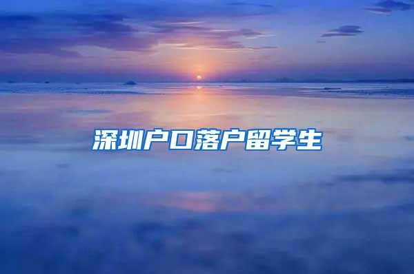 深圳户口落户留学生